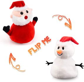 Santa Plush Snowman Plush Toy Reversible Christmas Santa Claus Double Side Stuffed Plushie Soft Doll New Year Birthday Gift for Kids Amazon Platform B