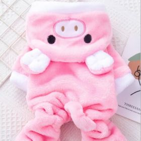 Pet Apparel; Piggy Shaped Winter Warm Flush Clothes For Doggy (Color: Pink, size: S)